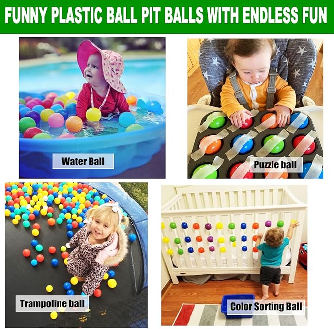 LANGXUN 50 100 200 Soft Plastic Ball Pit Balls for Kids, Gift for Baby Toddler Birthday Christmas, Ball Pit Play Tent, Baby Kiddie Pool Water Toys, Party Decoration