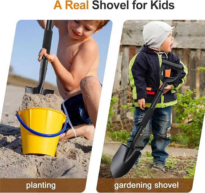 Small Shovel for Digging, 31 Inch Metal Spade Shovel with D-Grip Handle, Lightweight Short Gardening Digging Shovel