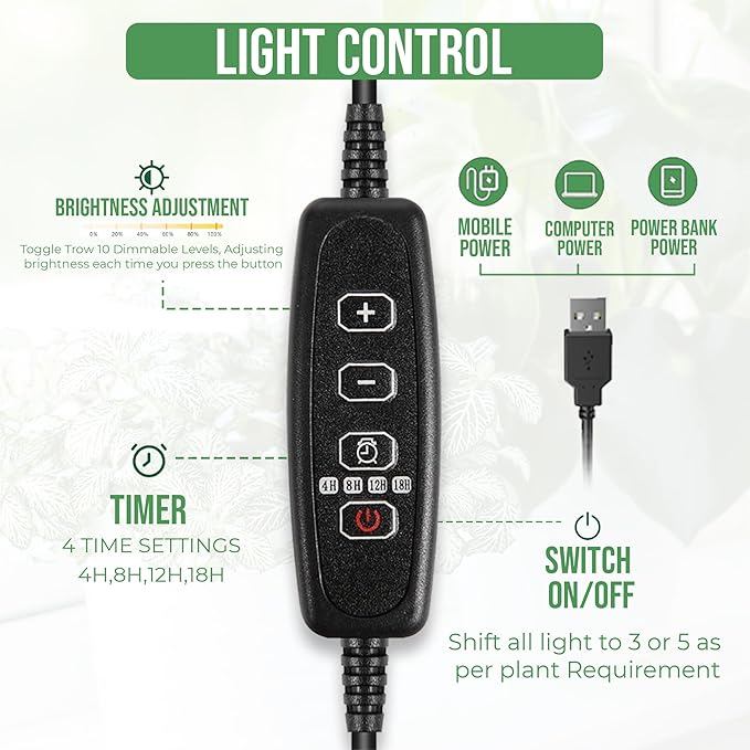 Seed Starter Tray- Complete Seedling Starter Kit with Soft Silicone Pop-Out Cell, Smart Timer Settings, Seed Starting Trays, Indoor Kit- 5 Sets Tray with LED Lights