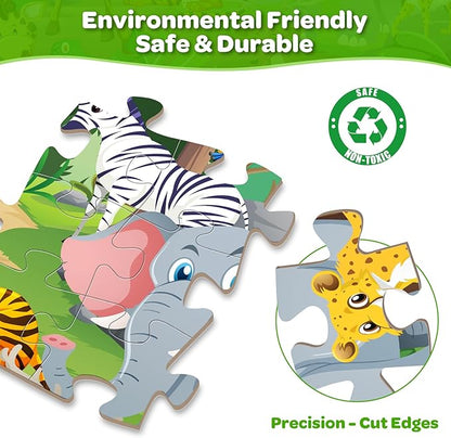 Animals Floor Puzzle for Kids - 48 Pieces Large Animals Jigsaw Puzzles for Kids 3-5 Year Old, Toddler Learning Preschool Educational Toys 12 Month+, Perfect Birthday Christmas Gifts for Boys Girls