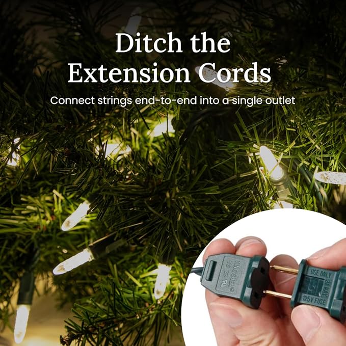 Pro Christmas M5 LED Holiday Lights - 70 Bulbs, 23.3ft - Professional Grade Indoor Outdoor Diamond Cut Sparkle Light Strings for Home Decorations and Christmas Trees - Green