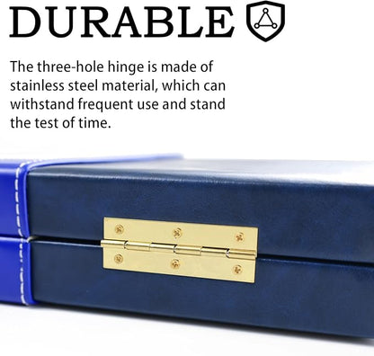 Backgammon Sets for Adults, 15 inch Backgammon Blue Sets Classic Board Game with Premium Leather Case, Portable Travels Strategy Backgammon Game Set for Adults, Kids (Blue)