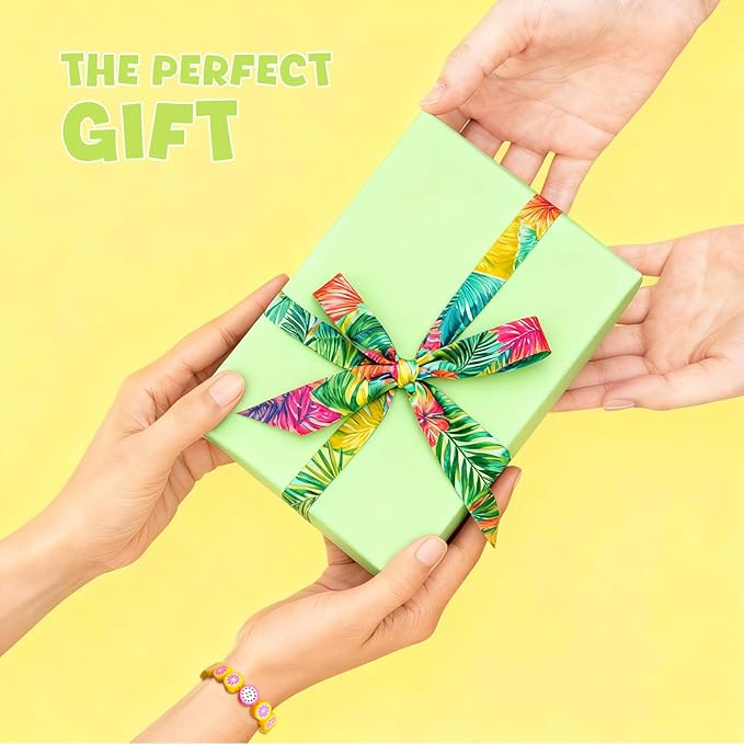 Gionlion Fruit Polymer Clay Beads Bracelet Making Kit, Colorful Clay Beads with Lemon, Strawberry, Avocado, and Watermelon Designs for DIY Jewelry, Bracelet & Necklace Making Crafts