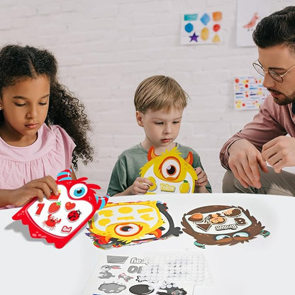 Cinrobiye 12 Sets Color Sorting Felt Board，Montessori Monster Matching Game Preschool Matching Activities for Home School Autism Activities Calm Down Gift