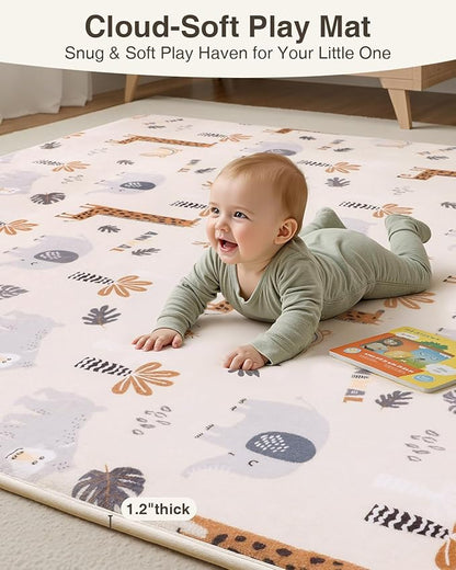 Baby Play Mat for Floor,1.2" Thick 50x50 Playpen Mat,Safe Padding Tummy Time Mats for Babies and Infants Toddlers,Cushioning Foam Mats for Kids Crawling,Non-Slip Baby Playmat,Yoga,Tatami,Nursery Rug