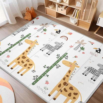 XL Baby Play Mat for Floor, PIGLOG 79" x 71" Foam Play Mat, Foldable Playmat for Playyards, Waterproof Anti-Slip Floor Playing Mats for Babies, Toddlers, Infants, Reversible Baby Crawling Mat, Giraffe