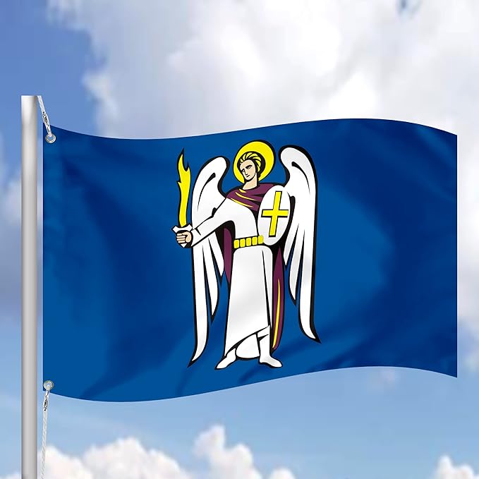 Kyiv City Ukraine Flag 3x5 ft – Vibrant Heritage Banner for Garden or Home, Display Rich History & Pride, Powerful Reminder of Ukrainian Spirit – Vivid Color, Double Stitched, Brass Grommets