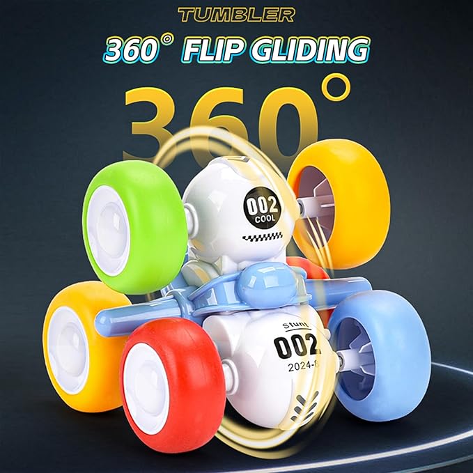 6 Wheels Pull Back Cars Toys for Toddler Age 3-6,360° Rotating Stunt Car Toys 3-6 Year Old Kids，Friction Powered Car Toys，Vehicles for Toys Age 3-6 Year Old Boy Girl Birthday Present (Color)