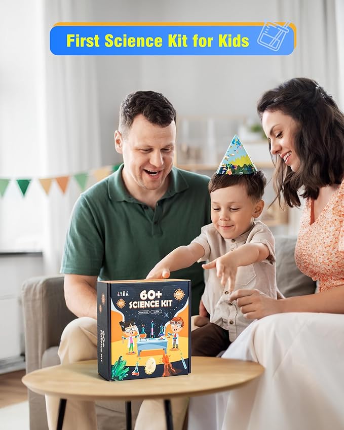 60+ Science Experiment Kit for Kids Ages 5-6-7-8, STEM Educational Science Gifts for Kids, First Science Kit for Boys Girl Birthday