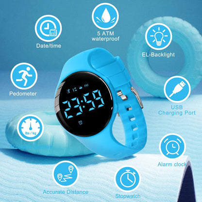 Kids Watches for Girls Boys Digital Sport Watch with Step Counter Pedometer Vibration Alarm Clock, No App Waterproof Fitness Tracker Kids Watch Boys Girls Teens Students Ages 5-16