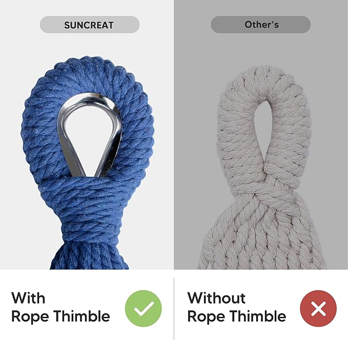 SUNCREAT Hammocks Outdoor Camping Double Hammock, Extra Large 2 Person Hammock for Camping, Blue Stripes