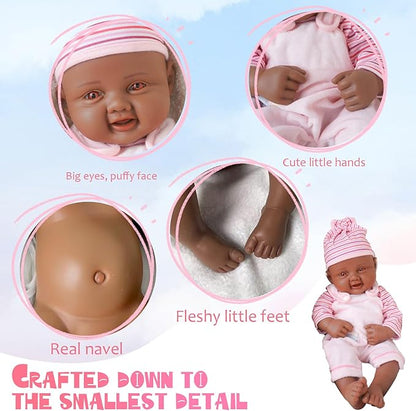 Girl 17.5 Inch, Full Silicone Baby Doll, Realistic Baby Dolls, Realistic Veins & Pose, Not Vinyl, Reborn Baby Dolls Silicone Full Body, Gift Set