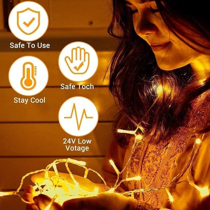 Quntis 328ft 500 LED Christmas String Lights, Waterproof Outdoor/Indoor Fairy Lights 8 Modes Plug in, Warm White Clear Wire for Home Bedroom Wedding Party Holiday Garden Tree Decorations Lighting