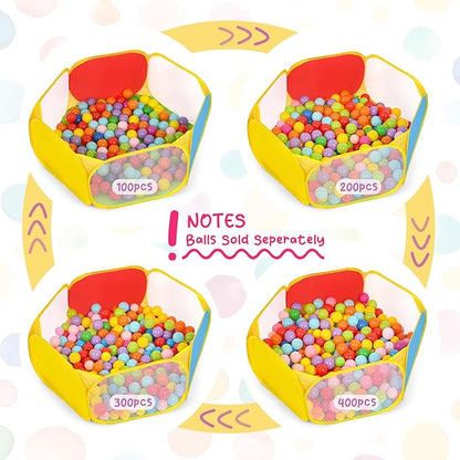 Eocolz Kids Ball Pit Large Pop Up Toddler Ball Pits Tent for Toddlers Girls Boys for Indoor Outdoor Playhouse Baby Playpen w/Zipper Storage Bag, Balls Not Included (Blue Yellow Red Green)