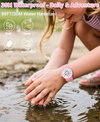 Kids Analog Watch Boys Girls, 30M Waterproof, Sports Watch for Boys, Easy to Read Children's Thin Dial Wrist Watches with Soft Band, for Ages 5-15 Kids Great Birthday Gifts Christmas Day