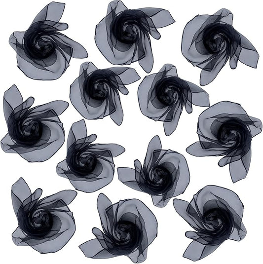 Dance Scarves 12 Pcs Juggling Scarves for Kids Play Silk Scarve for Babies Toddlers Children Movement Learning Education Musical Accessories Colorful Scarfs Magic Tricks Performance(Black)