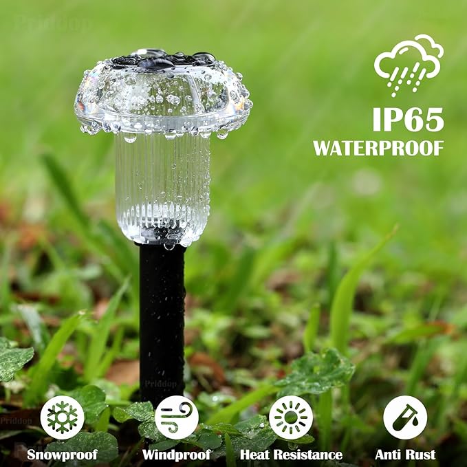 Solar Lights Outdoor Pathway Lights 8 Pack LED Waterproof Color Changing Mushroom for Garden Landscape Path Lawn Yard Decor