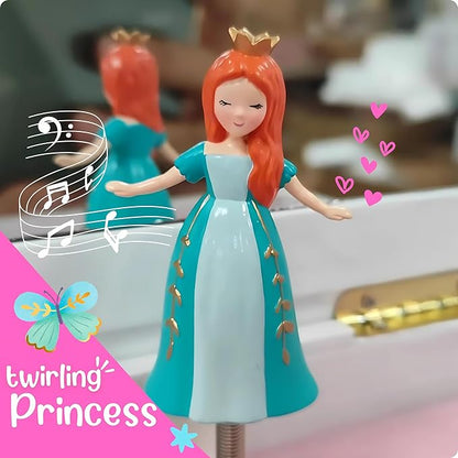 Giggle & Honey Princess Musical Jewelry Box for Girls - Kids Music Box with Drawers, Fairytale Gifts for Girls Birthday, Princess Jewelry Boxes for Ages 3-10 - 9 x 5 x 9.3 in, White