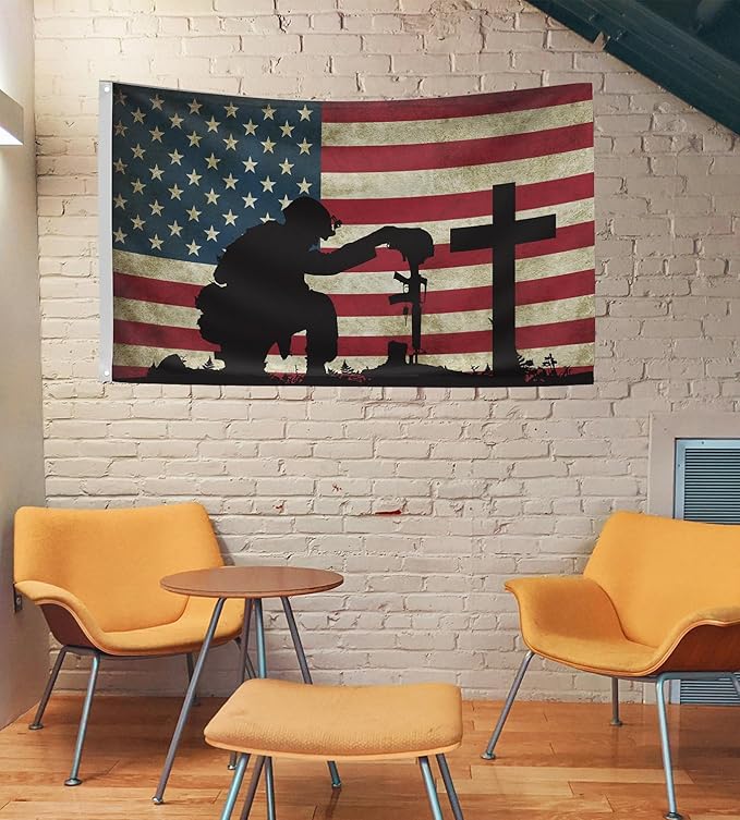 Memorial Day Flag 3x5 Ft for Outdoor Flag, Faith Over Fear Flag Remember Our Heroes Christian American Flags for Outside 3x5 Ft Double Sided Christian Banners with Brass Grommets