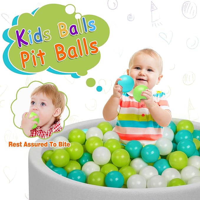 Vanland Ball Pit Balls for Baby and Toddler Phthalate Free BPA Free Crush Proof Plastic - Multicolored Pit Balls in Reusable Play Toys for Kids with Storage Bag