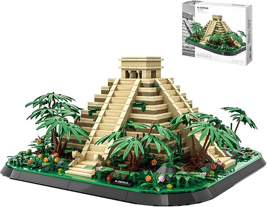 El Castillo Pyramid Building Blocks Sets Mexico Architecture Building Block Toys for Adults and Kids Mayan Pyramid Model Gift for Boys and Girls 1346+PCS