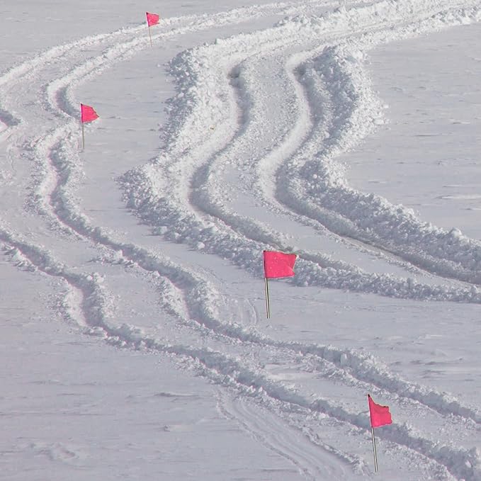 Zozen 100Pack Fluorescent Pink Marking Flags, Writable/15x4x5 Inch, Yard Flags for Lawn & Irrigation & Landscape & Sprinkler & Survey & Dog Training.