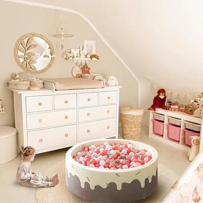 GOGOSO Ball Pit Balls for Toddlers Phthalate-Free BPA-Free Non-Toxic Crush Proof Soft Plastic Play Balls Baby Kids Shape Tent Pool Playhouse Playpen Party Decor, Pearl Red+Pink+Pearl Gold+White 100PCS