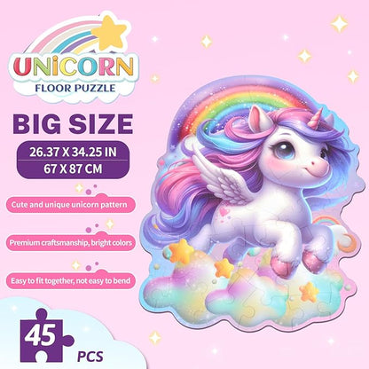45 Pcs Unicorn Floor Puzzle for Kids Ages 3-6 Years Old- Large Toddler Puzzles Set, Educational Unicorn Activity Toys for 3 4 5 6 7 8 Girls Boys, Christmas Birthday Day Gifts Ideas