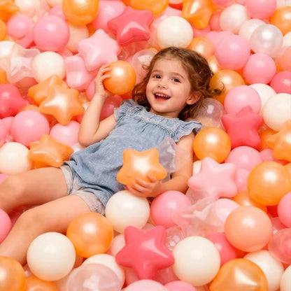 GOGOSO Ball Pit Balls for Toddlers Phthalate-Free BPA-Free Non-Toxic Crush Proof Soft Plastic Play Balls Baby Kids Shape Tent Pool Playhouse Playpen Party Decor,Creamy Pink Pearl Gold Clear,100PCS