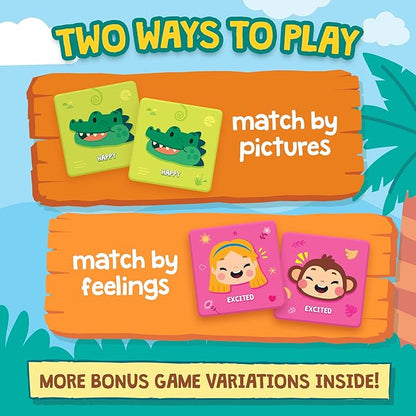 Find & Match - Feelings Safari | Animals & Emotions Matching Memory Game for Kids | Ages 3+ | Social Emotional Learning Toys and Activities | Play Therapy Games