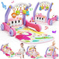 2 in 1 Baby Gym Play Mat with Walker, Kick and Play Piano Gym Activity for Boys Girls, Musical Activity Center Tummy Time Mat for 0-3-6-12-18 Months, Learning Walker Play Gym for Infant Toddler Gift