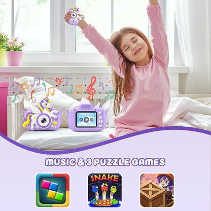 Kids Camera Toys Digital Camera for Kids, Christmas Birthday Gifts for Girls Age 3-12, Selfie 1080P HD Video Digital Camera for 3 4 5 6 7 8 9 10 Year Old Girls with 32GB SD Card