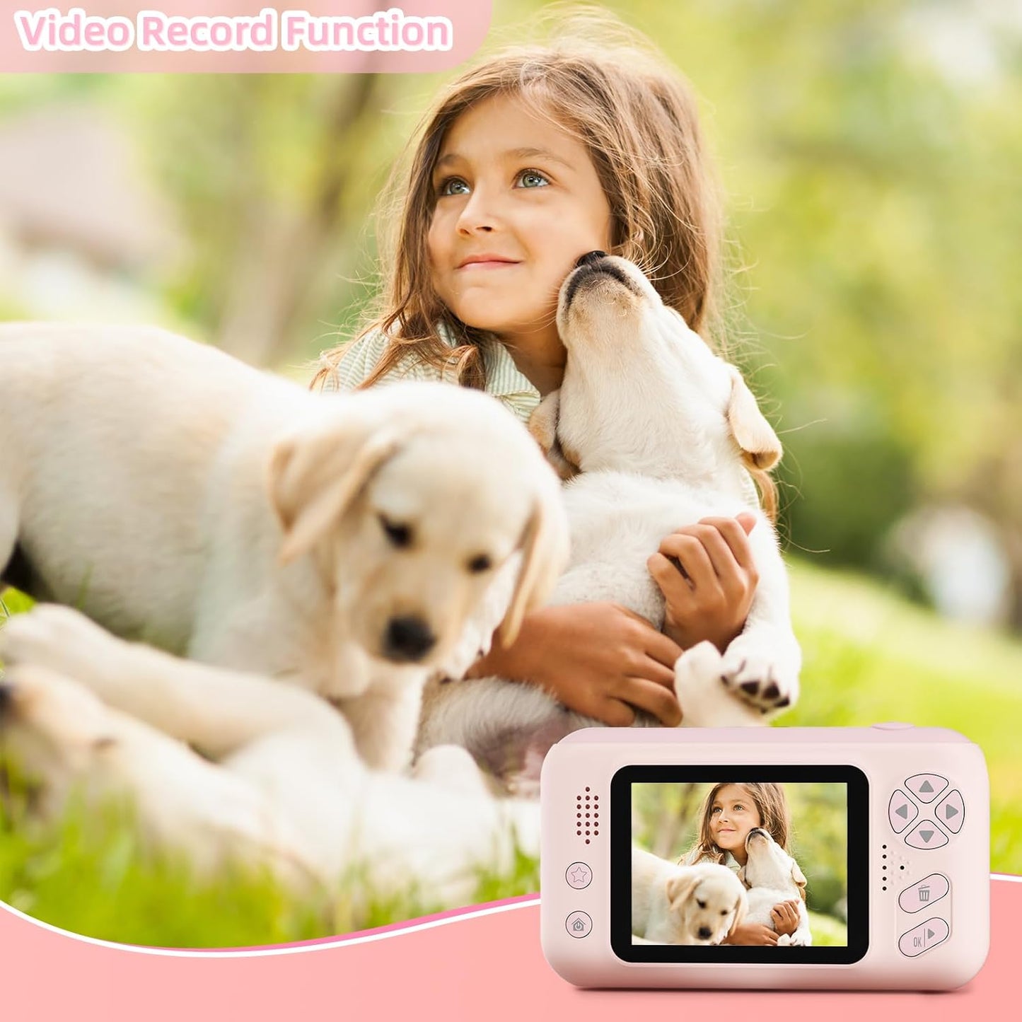 Kids Camera Girls for 3 4 5 6 7 8 9 Years Old Girls,1080P HD Video Selfie Camera with 32G SD Card Kids Digital Camera Toys for Toddler Birthday Gifts Pink