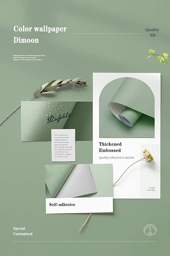 Dimoon 78.7''x17.7'' Cyan Peel and Stick Wallpaper Contact Paper Modern Self Adhesive Wall Paper Removable Renter Friendly Textured Solid Color Shelf Cabinet Vinyl Roll (78.7''x17.7'',Peppermint)