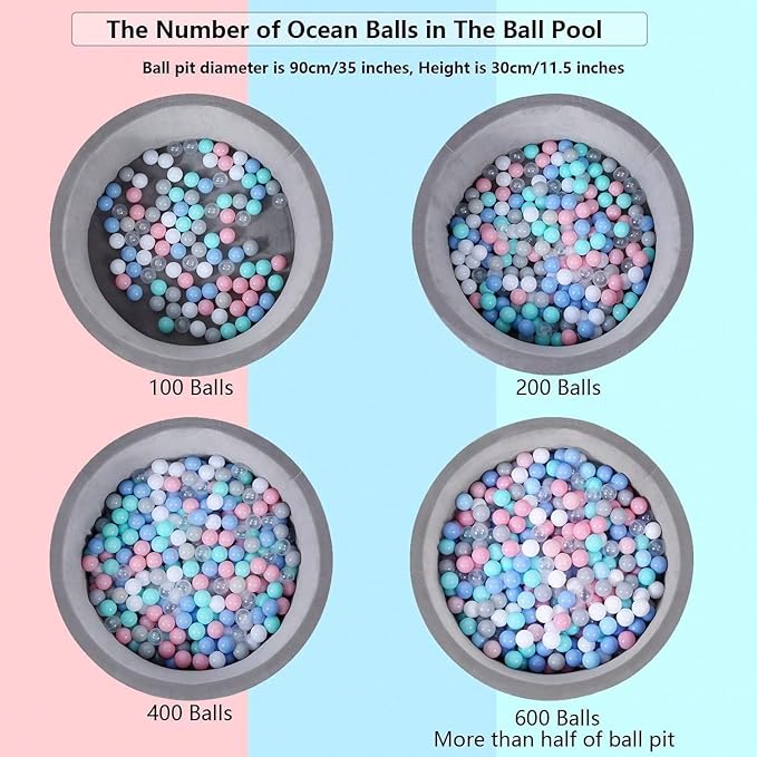 MoonxHome Ball Pit Balls for Toddlers, BPA Free Crush Proof Plastic Toy Balls for Ball Pit, Children's Pool Water Toys, Macaron Ocean Balls for Play Tent 2.15 Inch Pack of 100…