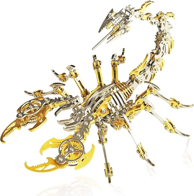 Scorpion 3D Metal Model Kits to Build DIY Colorful 3D Puzzle Ornaments for Adults,Teens Birthday Christmas (Yellow Metal)