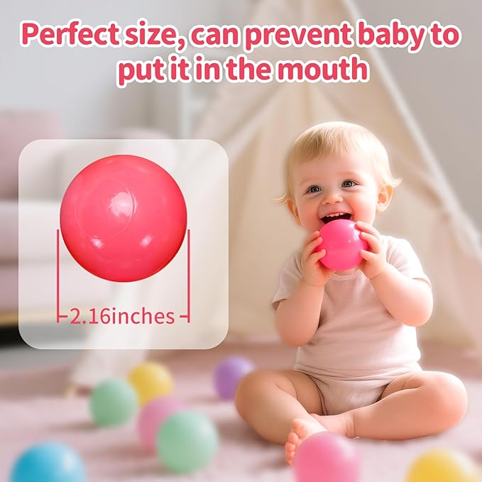 PlayMaty Ball Pit Balls - Colorful Ocean Pool Toys for Kids, Phthalate & BPA Free, 100pcs for Toddler Playhouse, Tent, or Playpen