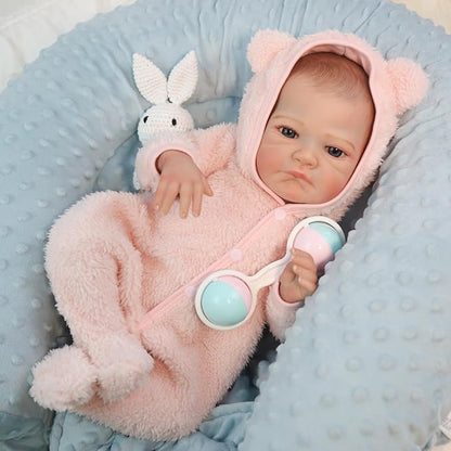 WOOROY Realistic Reborn Baby Dolls Girl- 20 Inch Lifelike Newborn Dolls with Red Hair and Open Eyes, Weighted Cloth Body Real Life Baby Doll with Accessories and Gift Box for Kids 3+