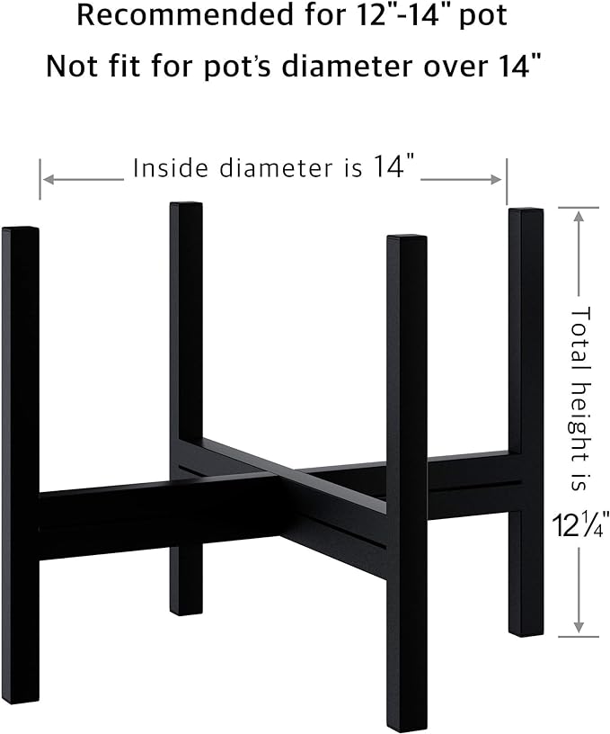 FaithLand Mid Century Plant Stand Indoor Outdoor(Plant Pot Not Included), Hold Up to 14 Inch Planter, Metal Planter Stand, Potted Plant Holder, Black - Fits Snake Plant - Upgraded Design