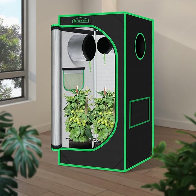 Grow Tent 24"x24"x48" 600D Mylar Hydroponic Indoor Grow Tents with Observation Window, Removable Floor Tray and Tool Bag for Indoor Plant Growing 2x2