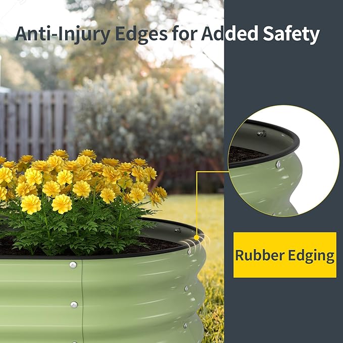 Kesfitt Raised Garden Bed Kit,Outdoor Galvanized Planter Raised Boxes with Safety Edging and Gloves,Large Metal Raised Garden Beds for Gardening Vegetables,Fruits,Flower(4x2x1FT)