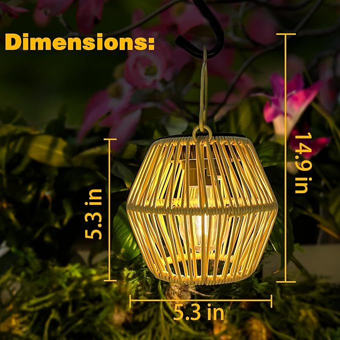Solar Lanterns Outdoor,Solar Lanterns Outdoor Waterproof Lights for Outside Hanging Lamp Lights Decoration for Garden,Yard,Patio -2 Pack