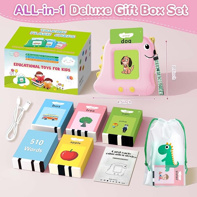 Girls Toys Montessori Toys for 2 3 4 Year Old, Talking Flash Cards with 510 Sight Words, Sensory Speech Therapy for Toddlers 2-4 Autism Children, Preschool Learning Kids Gifts