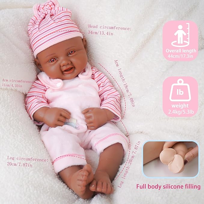 Girl 17.5 Inch, Full Silicone Baby Doll, Realistic Baby Dolls, Realistic Veins & Pose, Not Vinyl, Reborn Baby Dolls Silicone Full Body, Gift Set