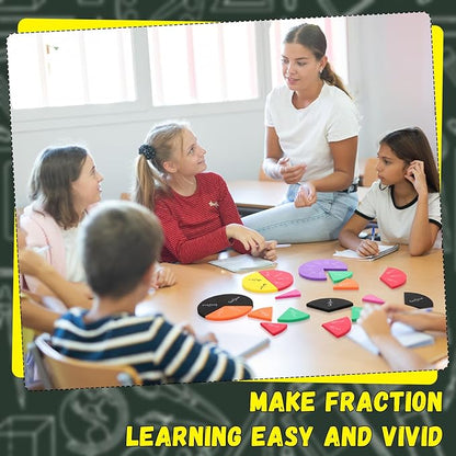 6 Sets Fraction Circles Set for Math Classroom Fractions Manipulatives Math Manipulatives for Home School Supplies