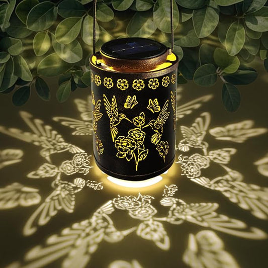 Solar Lanterns Outdoor Waterproof Hummingbird Garden Decor, Hanging Metal Lights for Yard, Patio, Fence, Porch, Pathway Decoration, Ideal Gift for Women, Mom, Grandma