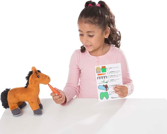 Melissa & Doug Feed & Groom Horse Care Play Set with Plush Stuffed Animal (23 pcs) Pretend Play Horse Plush Toys for Girls and Boys Toddlers Ages 1+