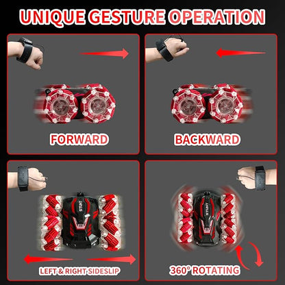 Gesture Sensing RC Stunt Car, 2.4 Ghz 4WD Remote Control Cars, Cool Lighting and Music, Double-Sided Rotating Off-Road Vehicle 360° Flipping Car, Present for Boys and Girls Aged 6-12