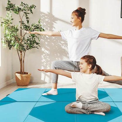 Giantex 4'x10'x 2" Gymnastics Mat, 4-Panel Folding Aerobics Exercise Mat w/Hook & Loop Fastener, Carrying Handle, Portable Tumbling Mat for Stretching Yoga Cheerleading Martial Arts