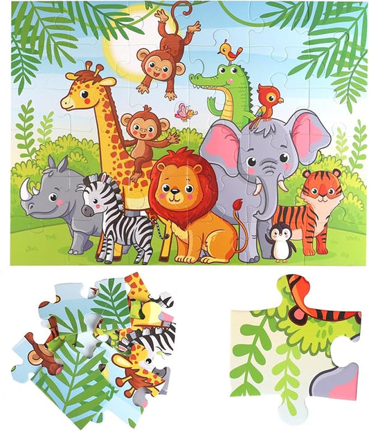 Jumbo Floor Puzzle for Kids, Large Jigsaw Puzzles 36 Piece for Kids Ages 3-5,Preschool Learning & Education Toys, Gifts for 4-8 Year Old Boys and Girls(Jungle Animals)